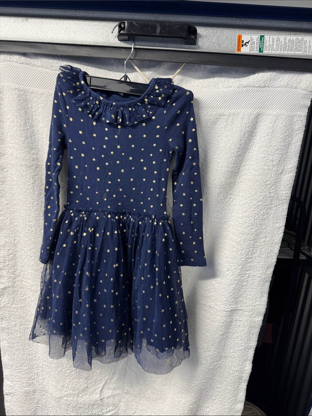 Mini Boden Navy Blue and Gold Star Tulle Dress